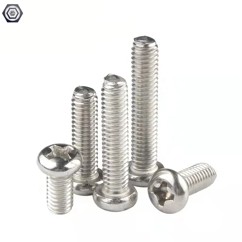 High Quality M3 M4 M5 M6 M8 Phillips Pan Head Machine Screws Metric Thread Round Head Bolts for Machinery
