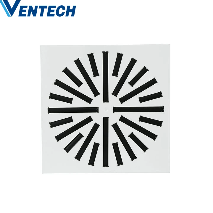 Air Conditioning Ventilation Adjustable Square Steel Swirl Ceiling Air Diffuser with Black Deflector Blades