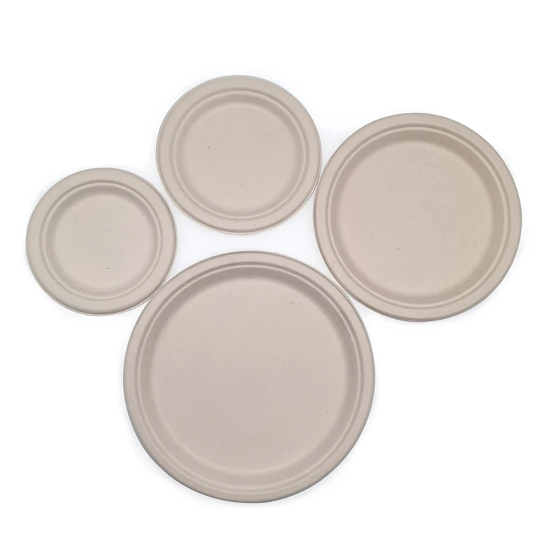 customization 9 Inch Dishes Paper Plates Biodegradable Plates Disposable Sugarcane Bagasse Plates