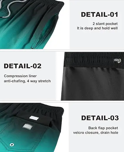 Quick Dry Mens Swim Trunks 4 Way Stretch Beachwear Custom Board Shorts for men