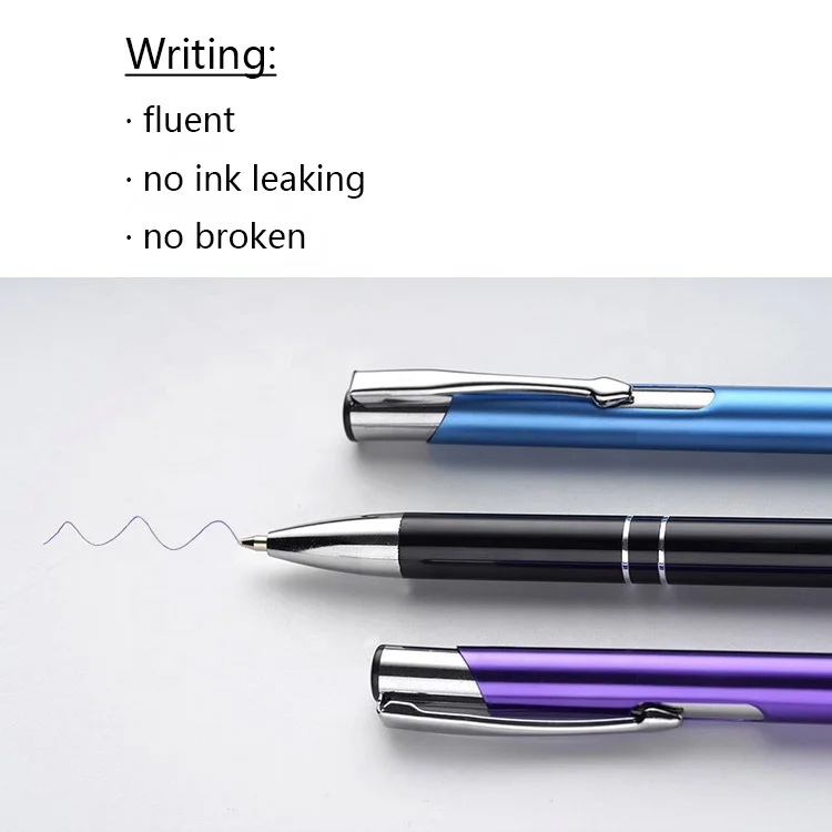 Custom Logo Printed Advertising Ballpoint Pen Metal Penholder Ball Point Gel Ink Promotional Pens