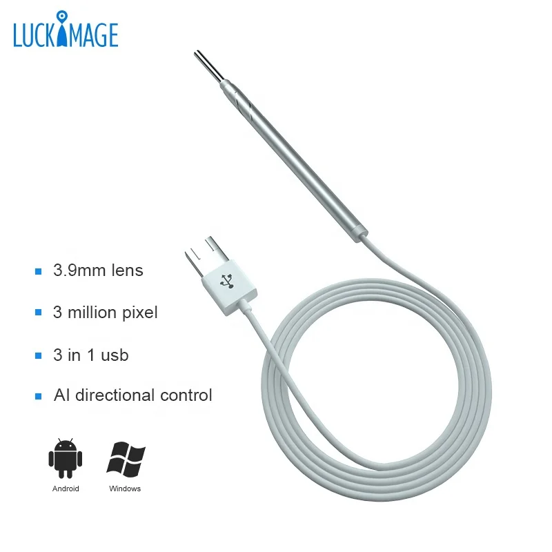 Luckimage домашний самотест hd ушной воск очиститель цифровой ветеринарный отоскоп ушной камеры гибкий эндоскоп ent