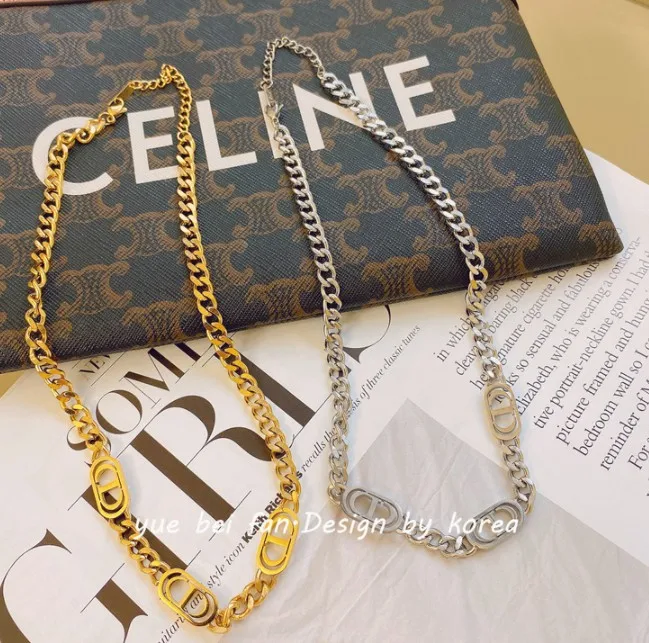 Модное роскошное Фирменное дизайнерское ожерелье с буквой CD ожерелье из нержавеющей стали для женщин ювелирные изделия