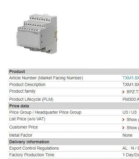 Siemens TXM1.8X - 8 Universal I/O Module 4-20mA New And Original