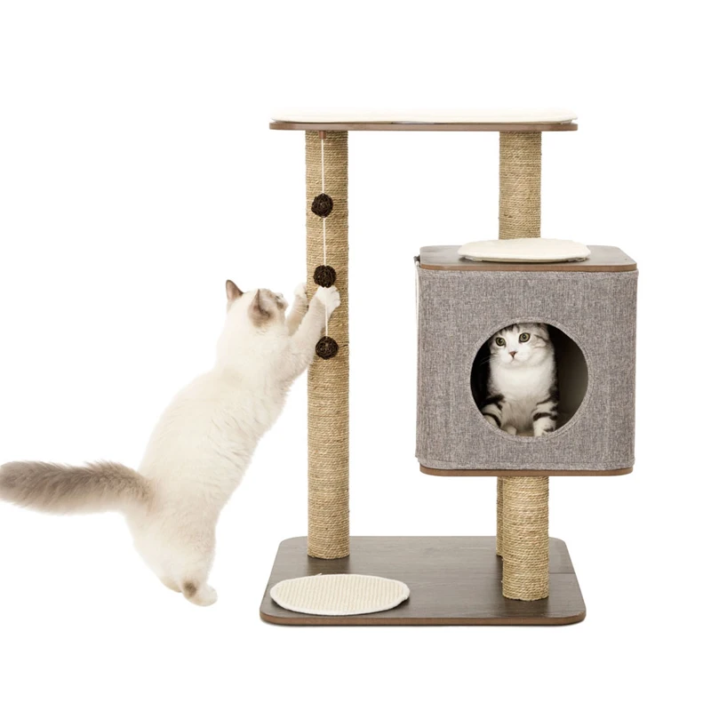 Eco-Friendly Healthy Cat Climbing Tree Multipurpose Cat Indoor Pet House Tree Wooden Tower Luxury Cat Climbing Tower