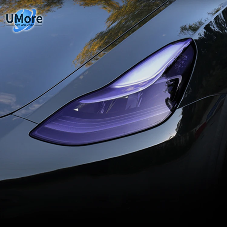 Free Sample Clear to Purple Smart UV Photochromic TPU Car Headlight PPF Film Headlight Tint Film Headlight Protection Film