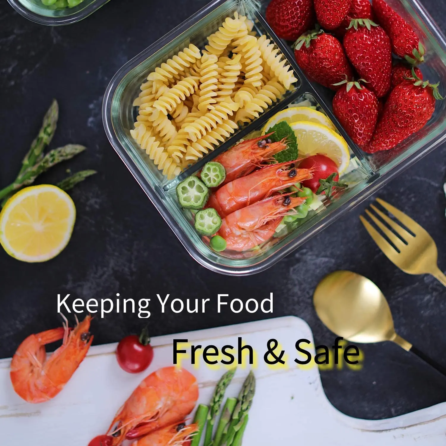 8 Pack Glass Meal Prep Containers 3 Compartment Glass Food Storage Containers with Lids Airtight Glass Lunch Boxe