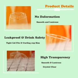 Food Grade Transparent Disposable Coco U Shape Plastic PP Boba Tea Cup for Sundae Ice Cream and Milk Shake