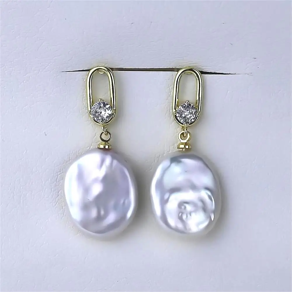 LUCK Hot selling women jewelry natural baroque earrings Natural freshwater Square baroque Pearl Welfare stud earrings