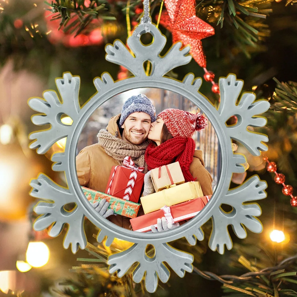 Diy Custom Photo Metal Snowflake Christmas Tree Decoration Ornament For Christmas Tree