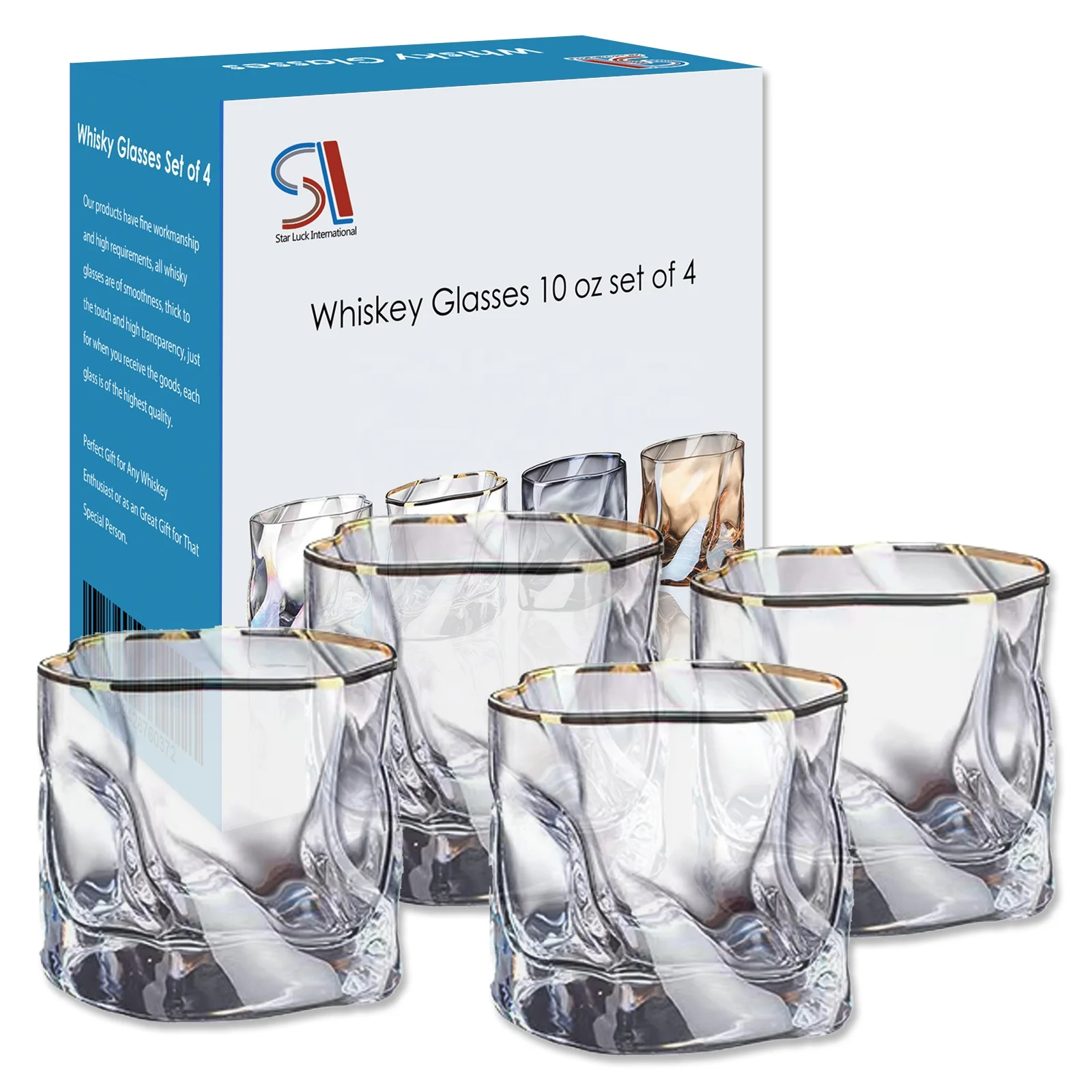 Premium Amazon Stocked 4 Pcs Gift Box Whisky Rocks Cocktail Glasses Set Glass Cup Shot Wine Glasses