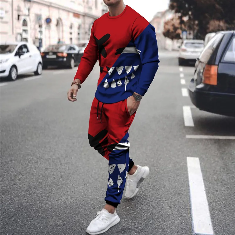 Customized 2 piece mens track set spring autumn jogger suit sportswear men jogging suit print sublimated sportswear custom