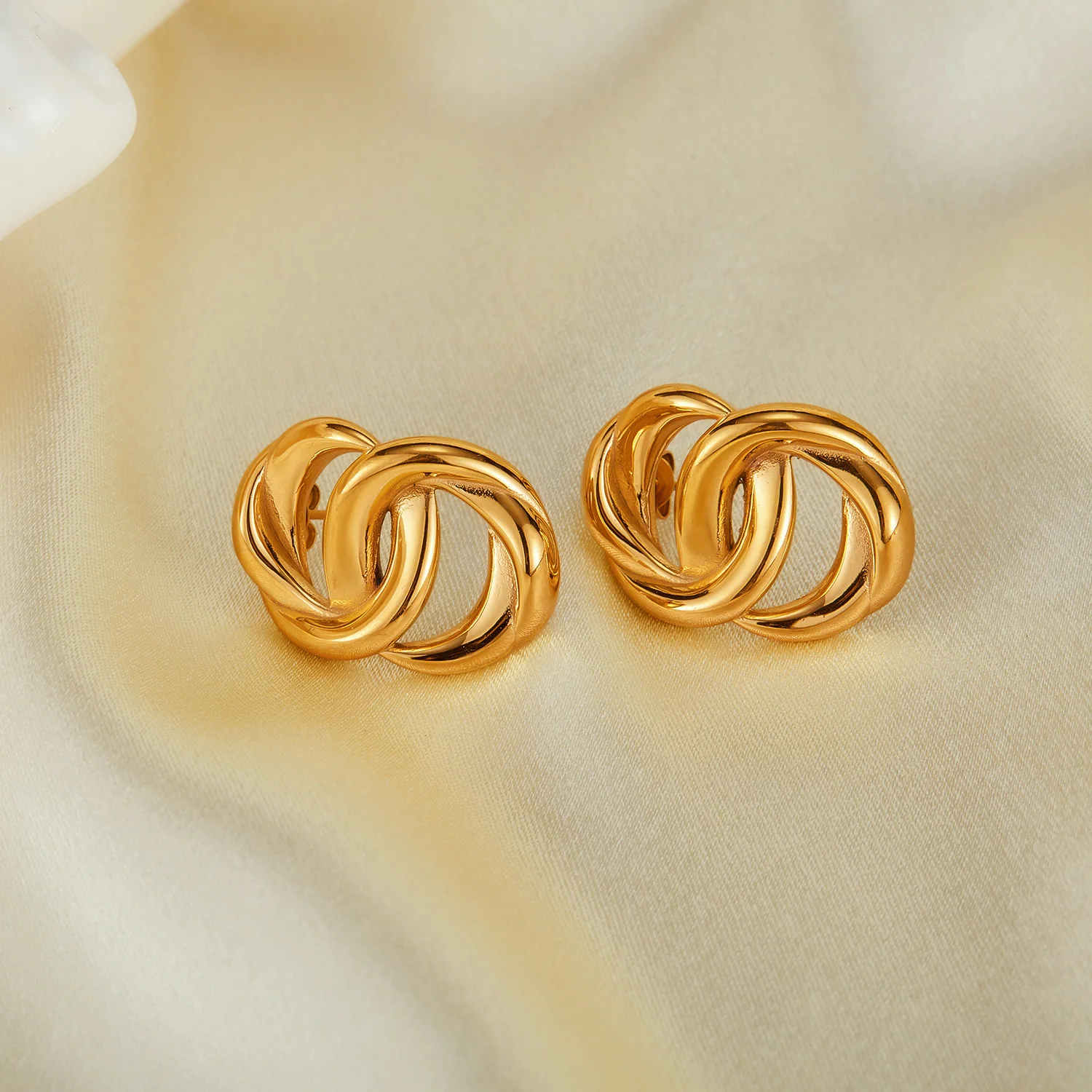 2024 Summer New 18k Gold Plated Unique Hypoallergenic Stainless Steel Spring Design Boho Gypsy Style Stud Earrings Women