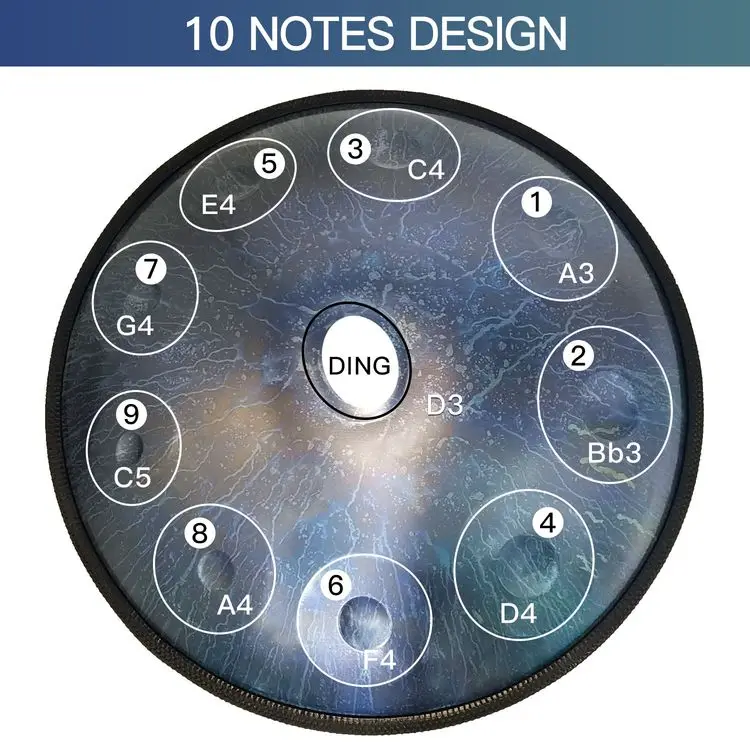 Asteman Handpan Вселенная-звезда 10 Примечания 22 дюймов Музыкальный барабан инструменты с подарочный набор