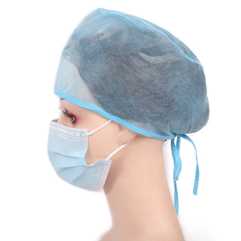 SPP SMS Non-Woven Disposable Surgeon Hat Nurse and Doctor Surgical Cap with Tie for Sale