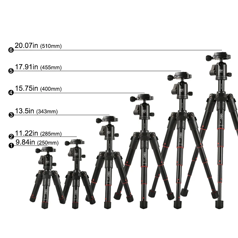 Wholesale flexible  outdoor professional mini aluminium alloy tripod with ball head