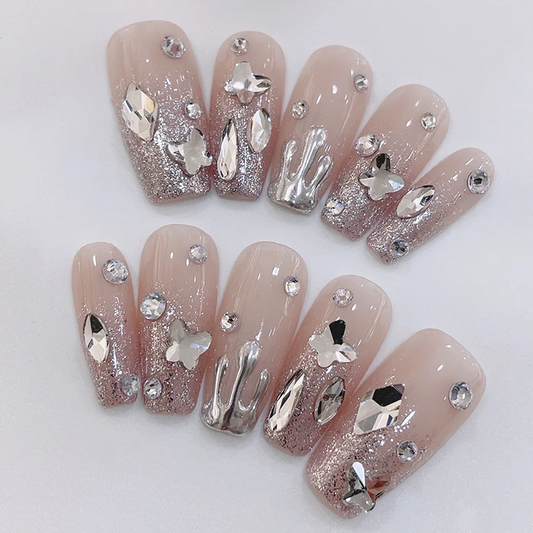 Custom Size Press On Nails Packaging Box Luxury Acrylic Nails 100% Hand Made Press On Nails