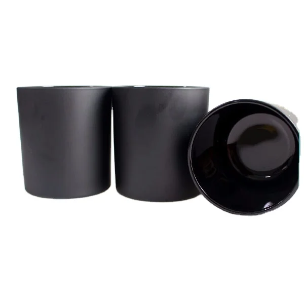 16oz high quality  8X9cm matte black candle glass jar with iron  lid