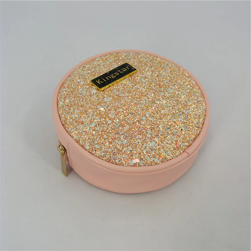 New Trend Round Cosmetic Bag ladies Key Chain Bag Women Lipsticks Makeup Box Storage Cosmetic Bag Glitter