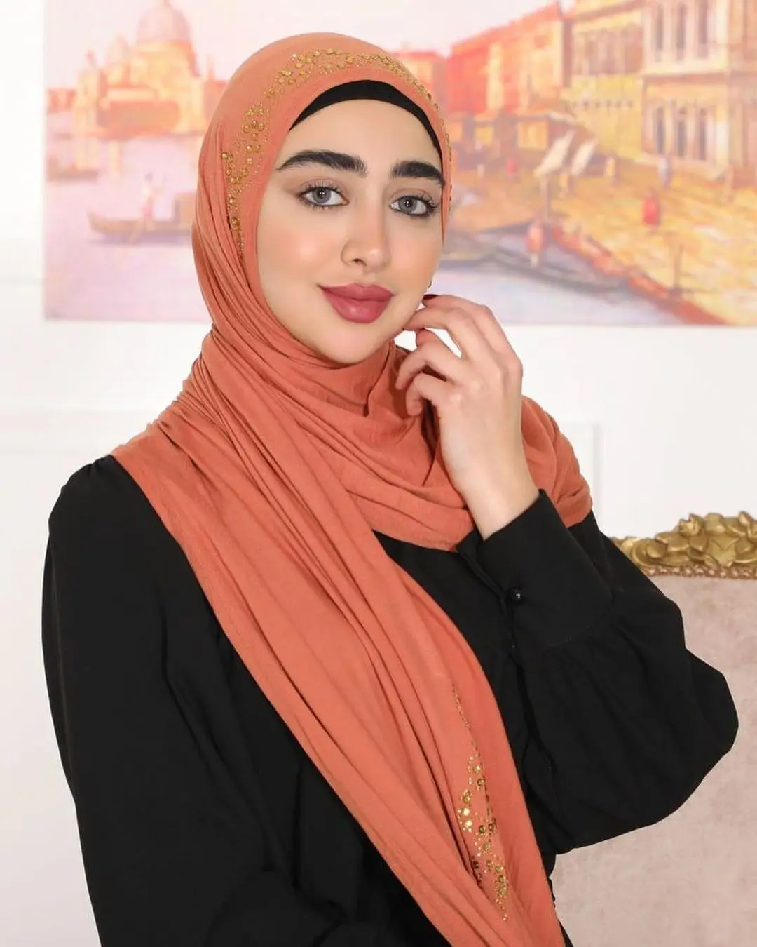 High Quality crystal Jersey Hijabs rhinestone cotton Scarf Solid Color Beaded Latest Muslim Fashion Hijabs