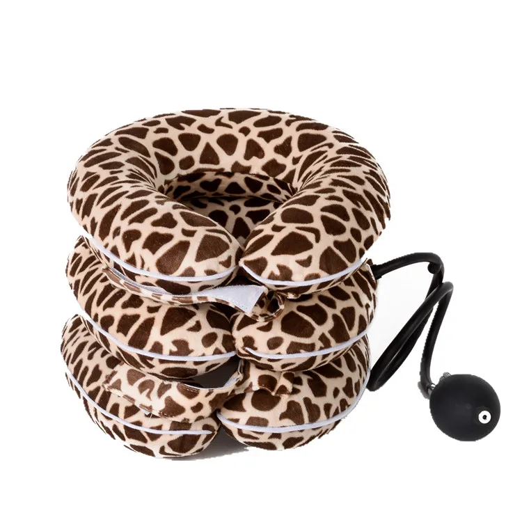 High Quality Medical Health Care Cervical Massage Unisex Fixation Inflatable Soft Adjustable Neck Traction with Air Pump