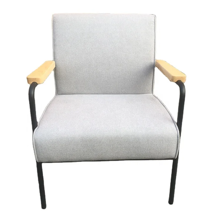 modern leisure living room relax iron frame wood fabric lounge armchair