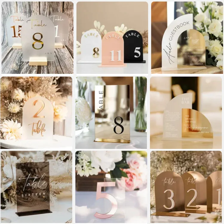 customs plexiglass table sign holder luxury acrylic arch mirror wedding centerpieces Place Cards Table Numbers