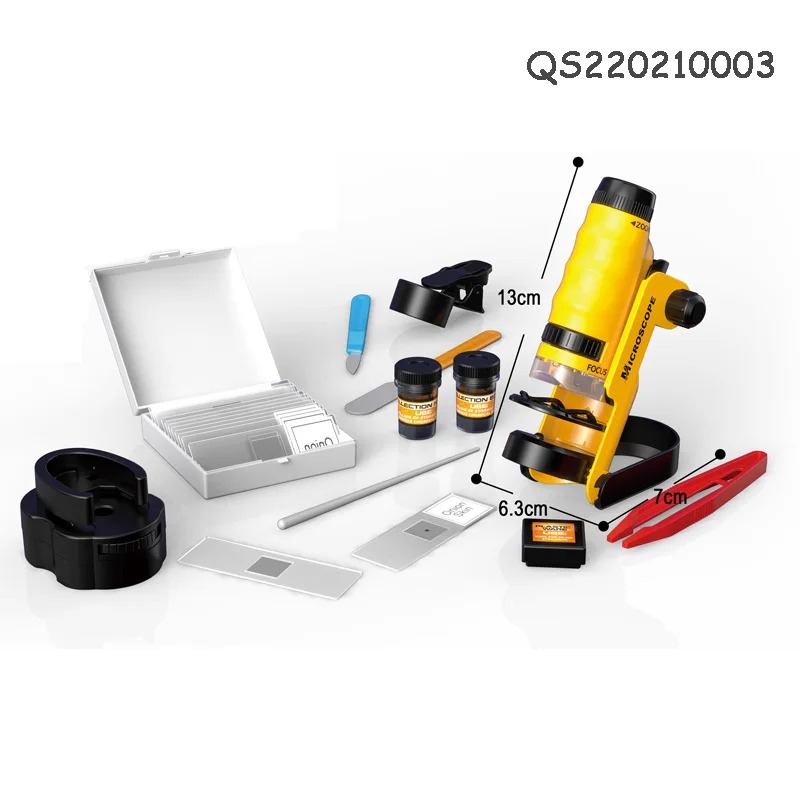 QS Guangdong STEM  & Science Toys Children Scientific Hand Held Pocket Mini Handheld  Microscope Telescope Kit Toy With Base