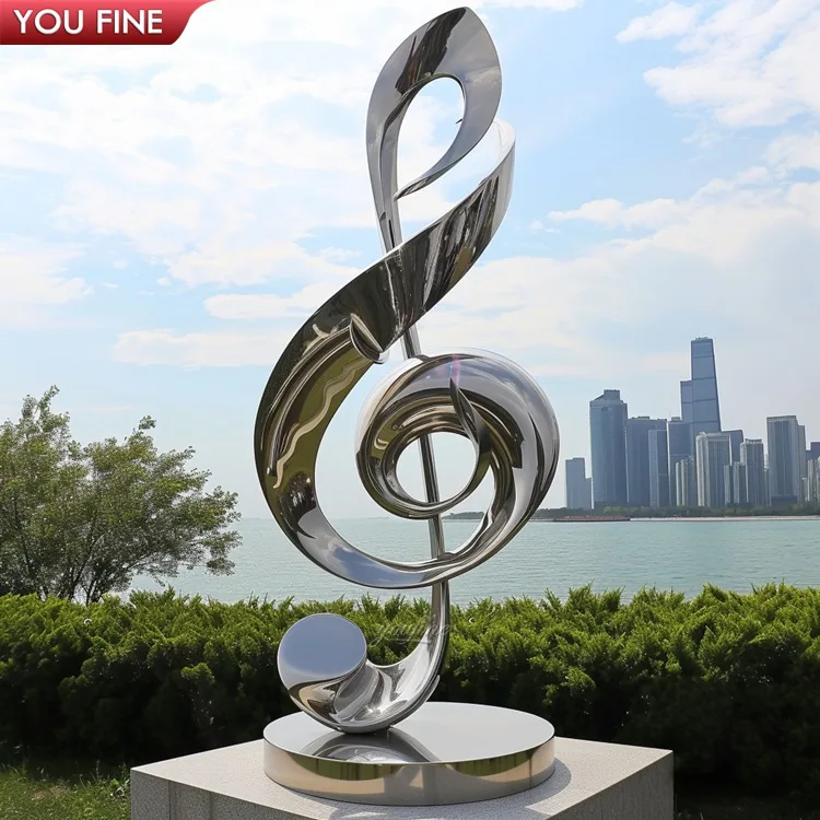 Modern Street Outdoor Large Art Decorative Stainless Steel Music Sculpture