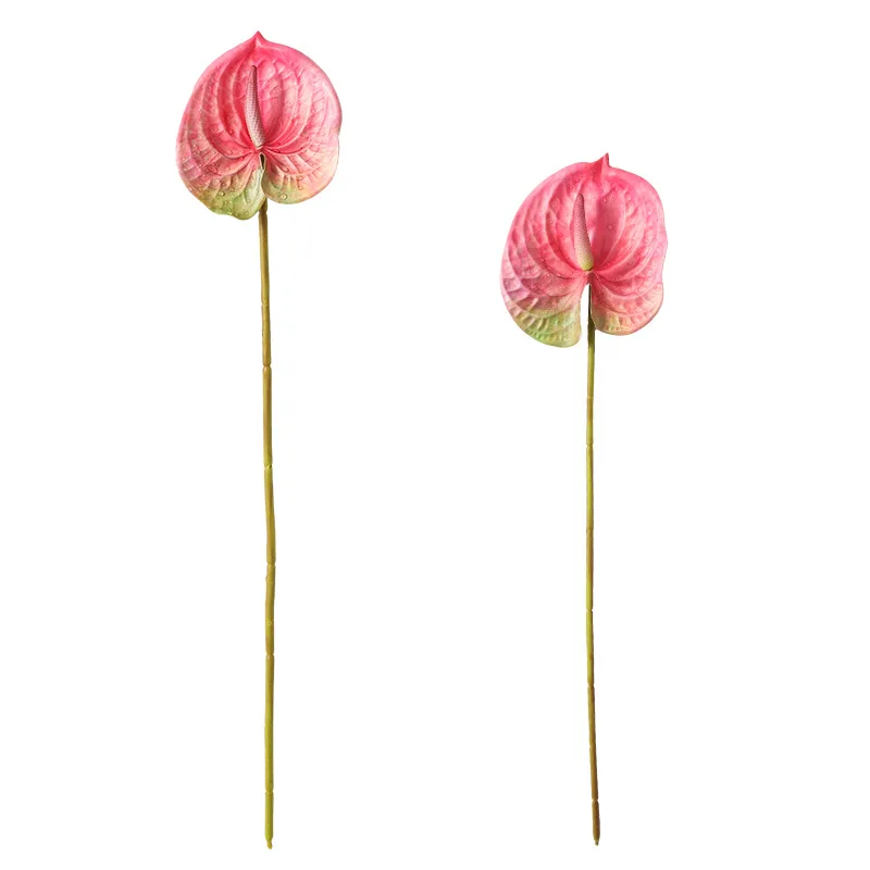 Factory Directly Sale Hand Feel Eva Single Stem Pink Small Plant 3d Print Pu Large Anthurium Artificial Flower Plant Pot