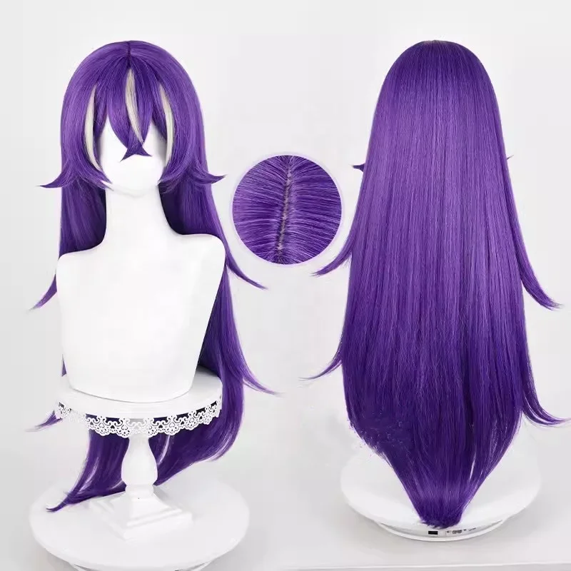 Wholesale Genshin Impact Cosplay 85cm Long Purple Chevreuse Wig Synthetic Anime Halloween Party Cosplay Wig