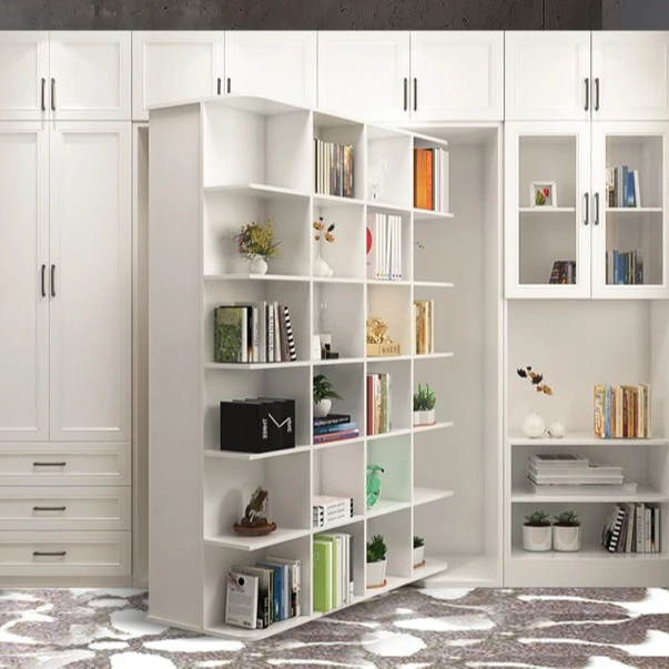 Space saving bedroom furniture Rotating wall bed with wardrobe