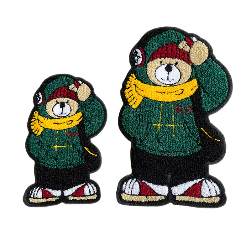 Custom garment labels woven embroidery chenille patches for clothing & bags