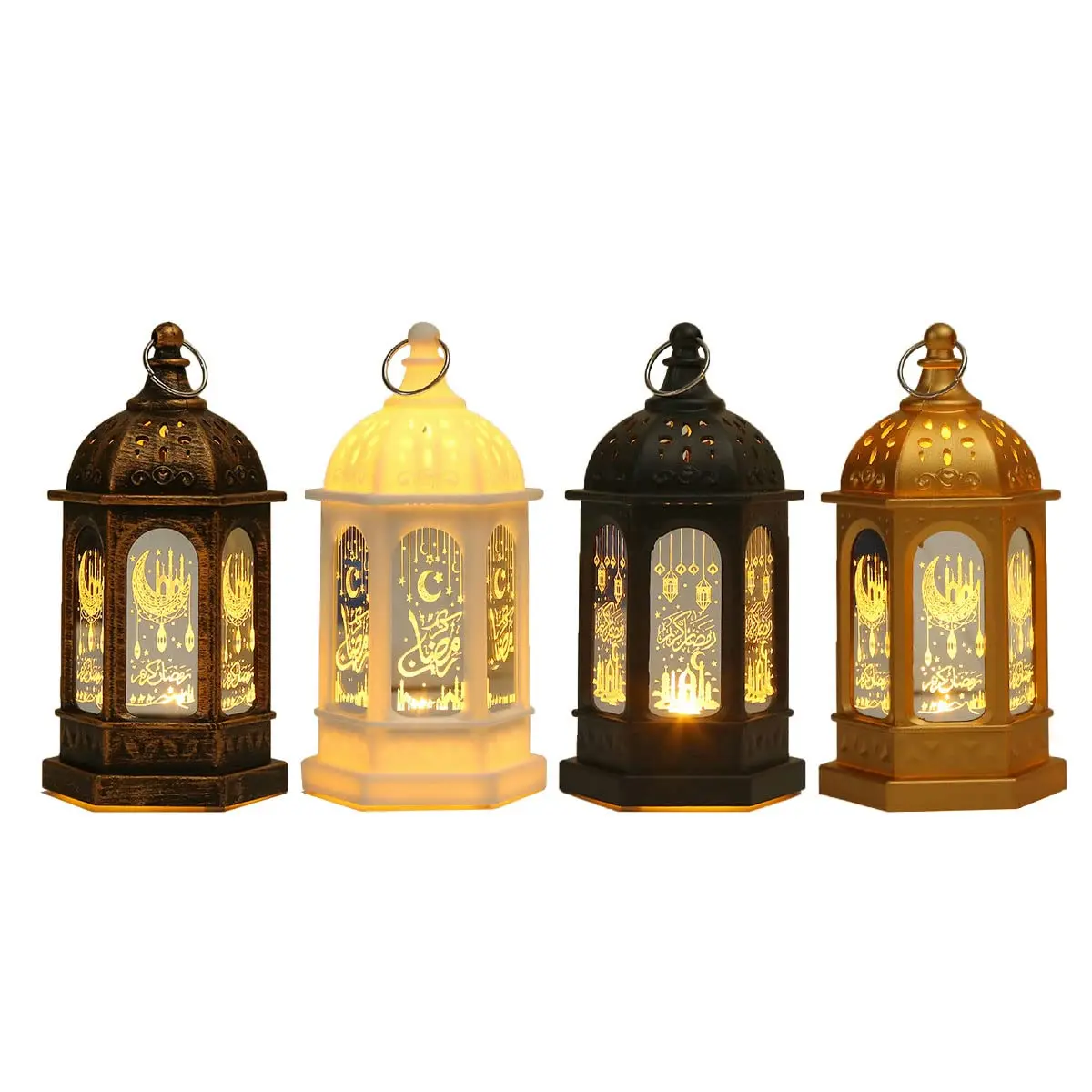 Ramadan Candle Lantern LED Eid Mubarak Lamp Decor Hanging Ramadan Lamp for Home Tabletop Decor Creative Party Supplies