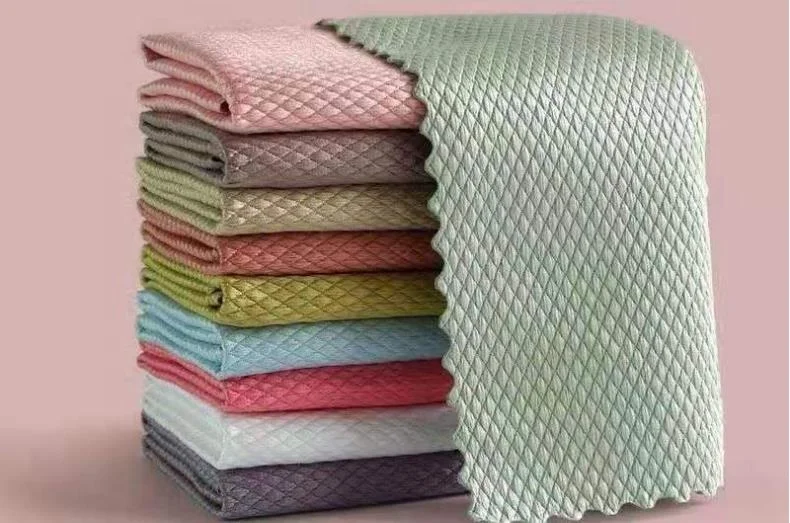 Microfiber cloth Fish Scale Glasses Kitchen Dish Anti-grease Wiping Rags Towels Household Cleaning Cloths New Design