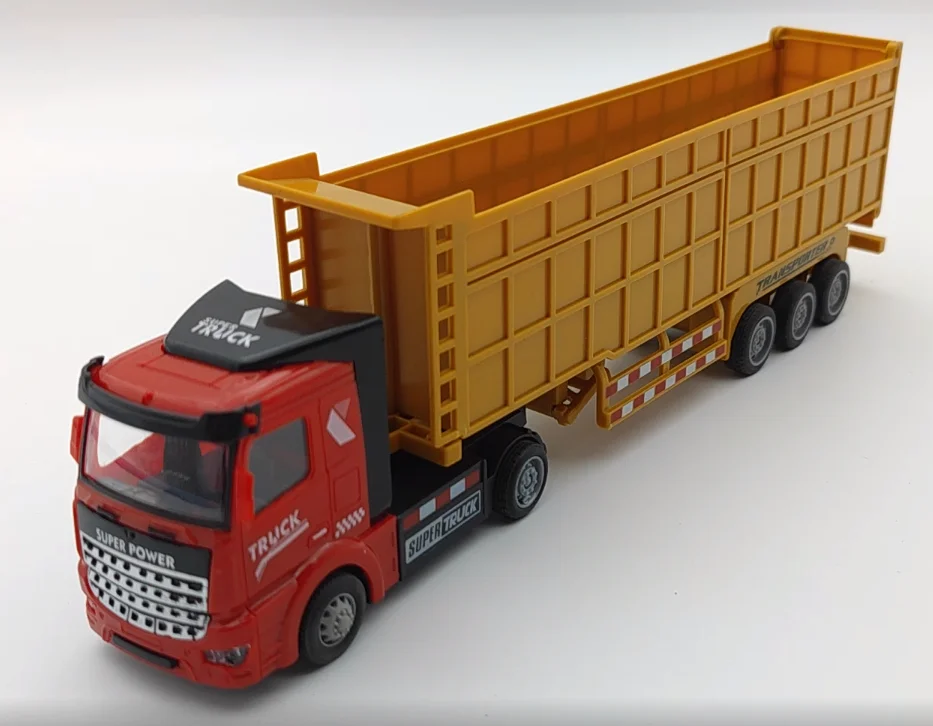 1:48 Scale Heavy Engineering Dump Truck metal Transport Container Die cast pull back Trailer Truck Toys for kids