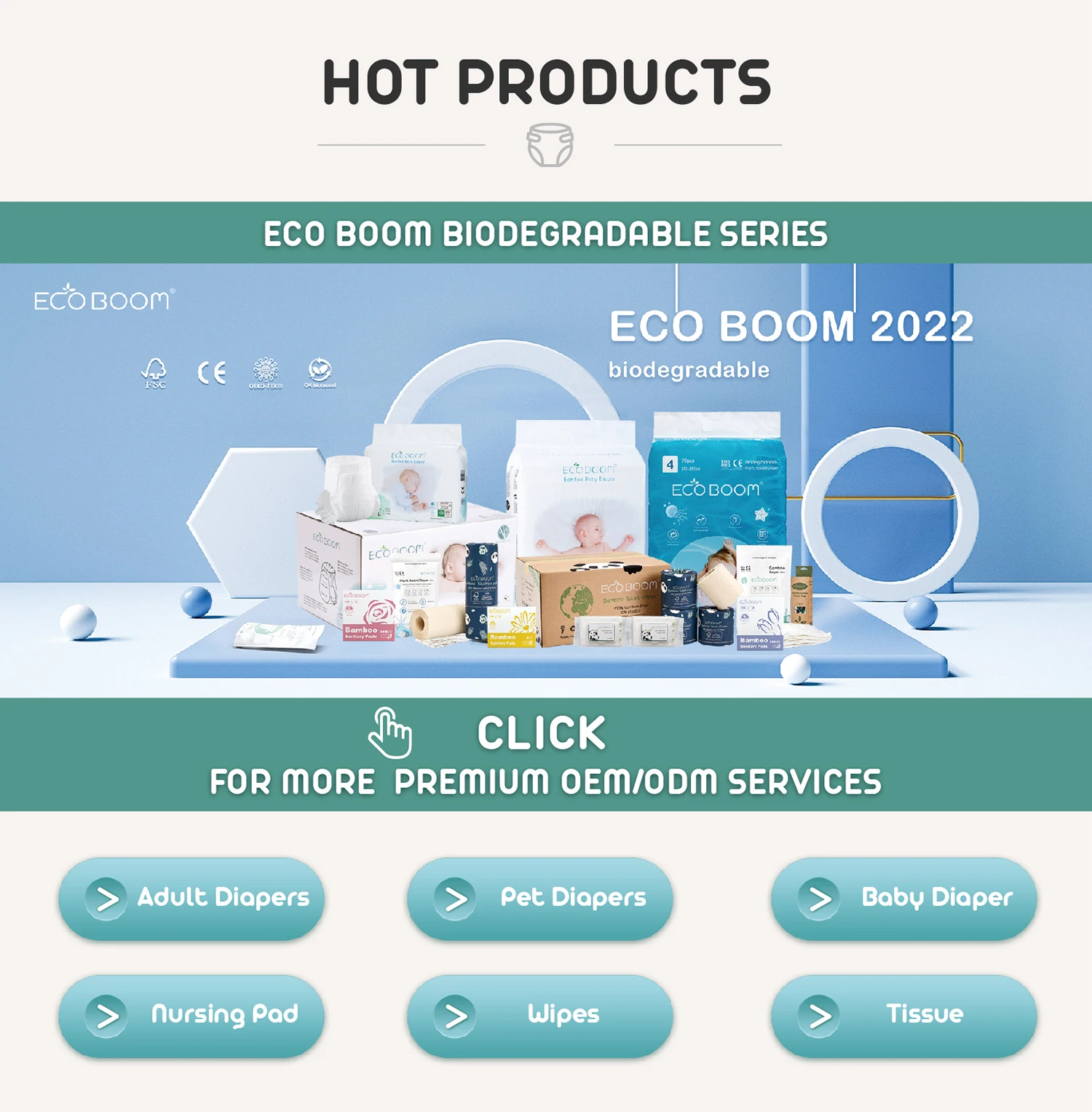 OEM ODM Ecological Bamboo Biodegradable Disposable Infant Baby Diapers Nappy Of Customized Design Wholesale