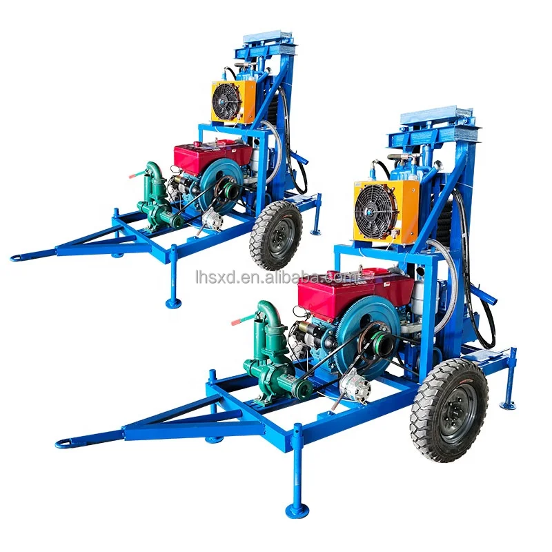 100m 22HP diesel hydraulic mine drilling rig/  small water well drilling machine
