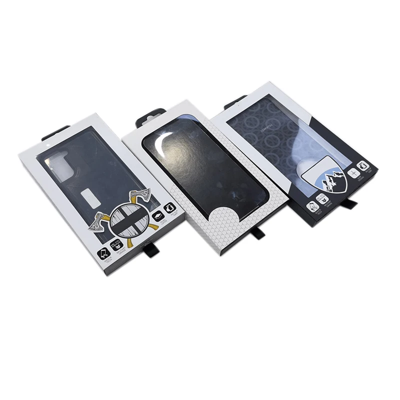 Hot Selling Custom Luxury Design Cell Phone Cardboard Packaging Gifts Boxes Phone Case Empty Drawer Paper Box With PVC Window.