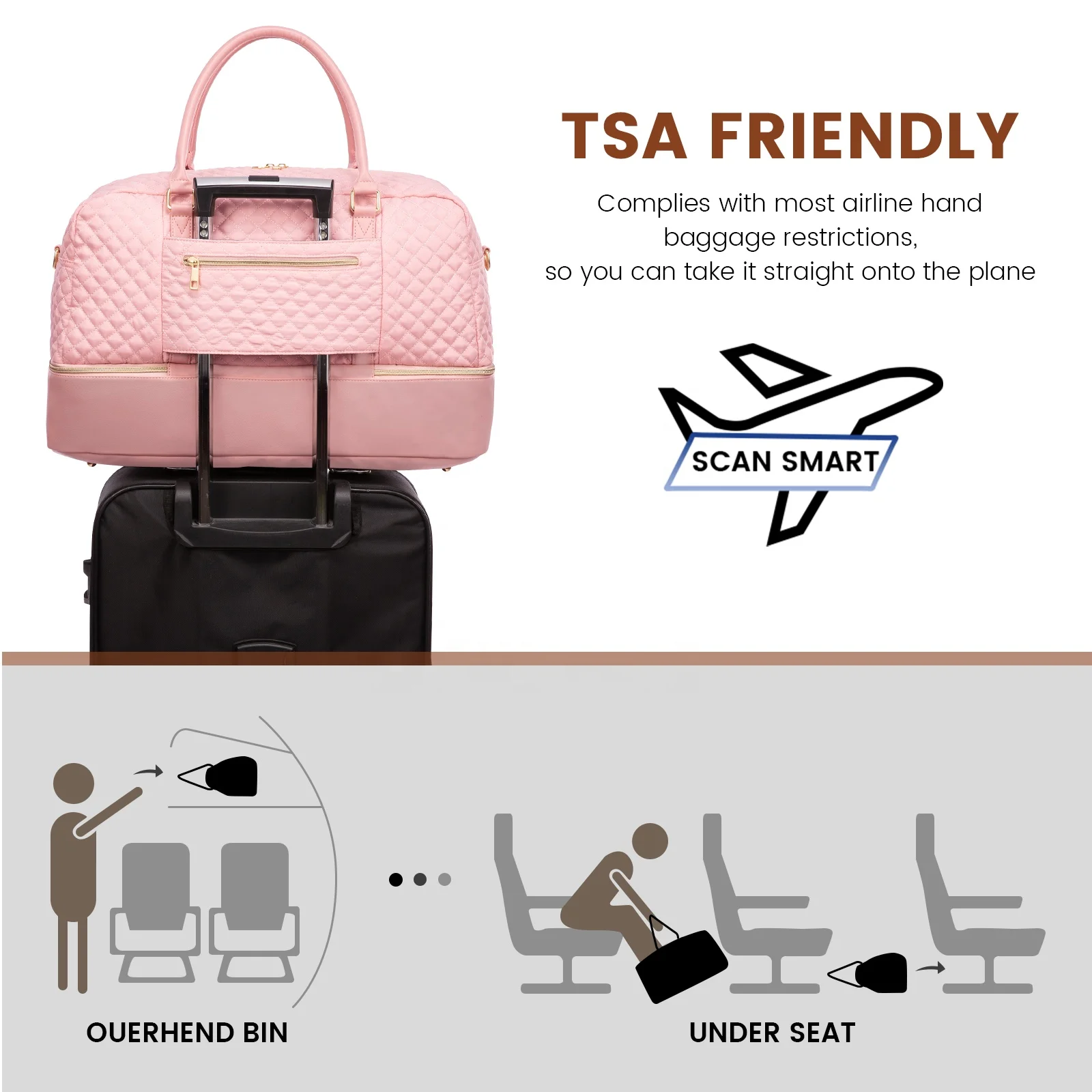 LOVEVOOK wholesale organizer toiletry bag waterproof 2pc tote diamond pattern large women gym weekend travel duffel luggage bags