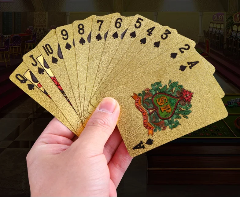 Оригинальные игральные карты, Золотые пластиковые печатные карты, высококачественные ПВХ карты для игры в покер от китайского завода
