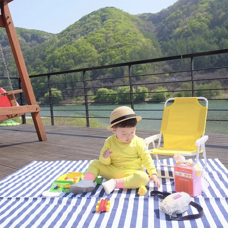 Foldable beach chair with umbrella for kids ins portable children park beach trip photo shoot props with umbrella camping chair