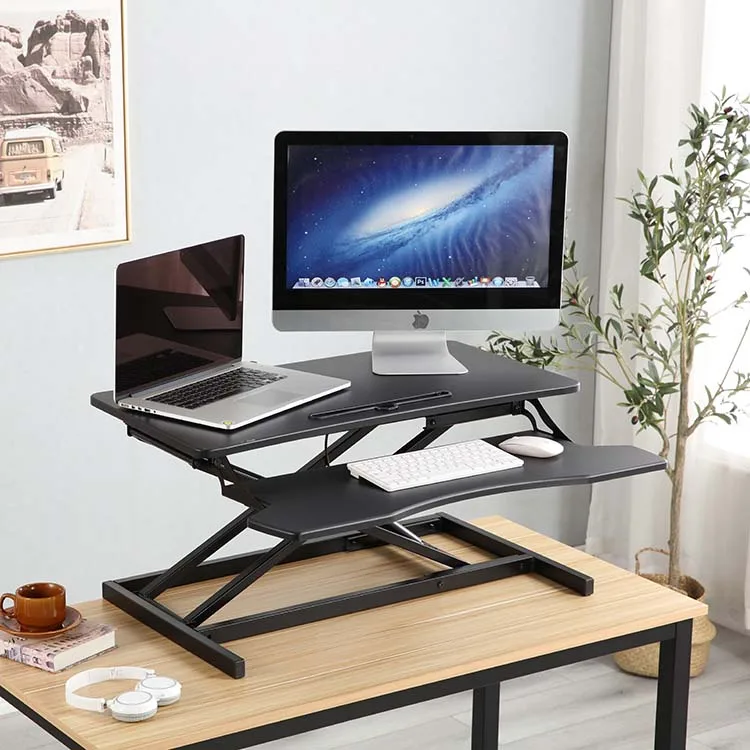 Office Portable gas spring folding desk converter height adjustable sit stand desk