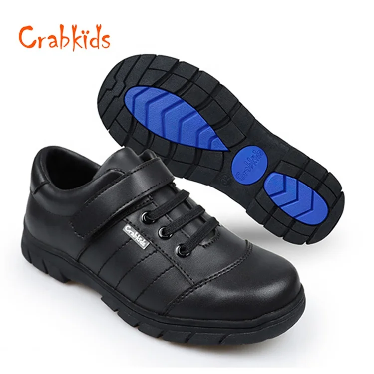Crabkids Factory Price Premium Performance Black Pure Leather Sneaker for Children Boys Sneaker