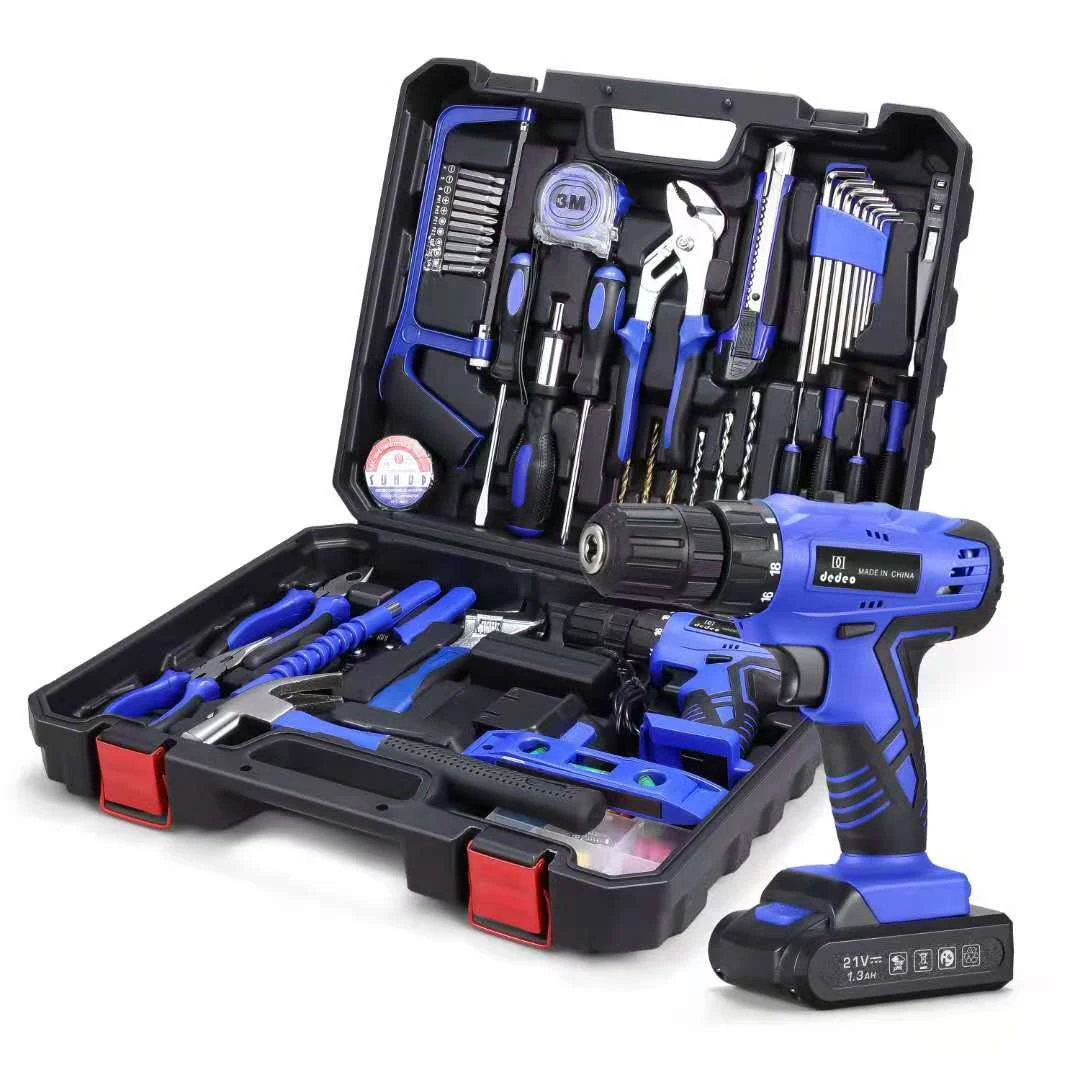 Portable Tools Combo Base Impact Tool Set Cordless Drill Electric Screwdriver Work Lighter Power Drills Kit Set China Battery