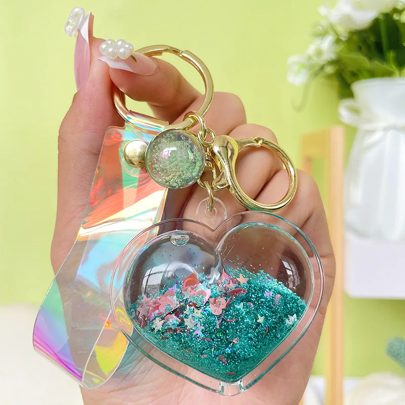 BSBH Cheap Price Custom Keychain Liquid Charms Glitter Floating Keychain For Car Key Ring Bag Wristlet Girl Fashion Keychains