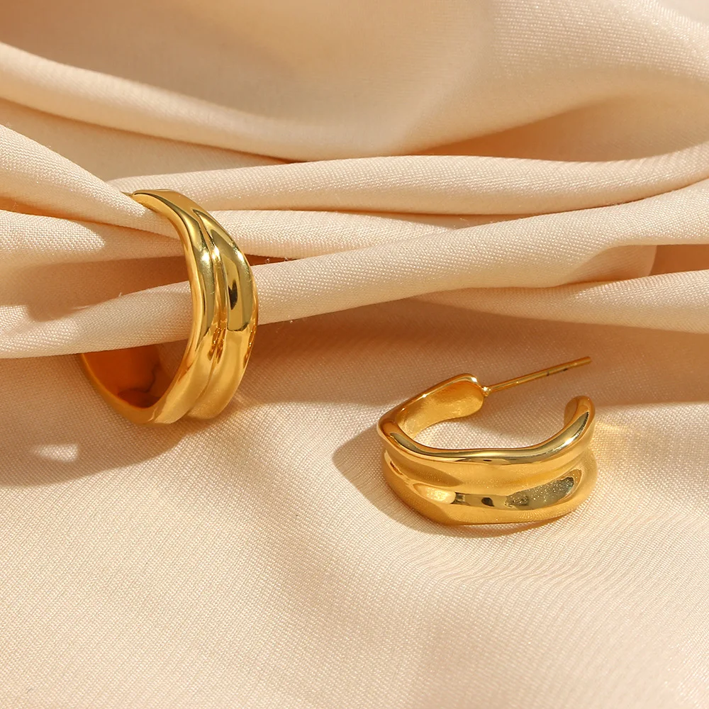18k gold plated stainless steel jewelry  gold filled jewellery wholesale earrings women ear ring gold hoop earrings