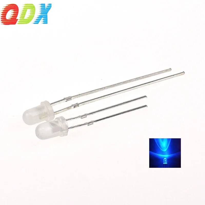 Manufacturer customized LED Water clear lens 3mm blue diffused super bright led diode round in-line lamp beads quality3.0-3.2V