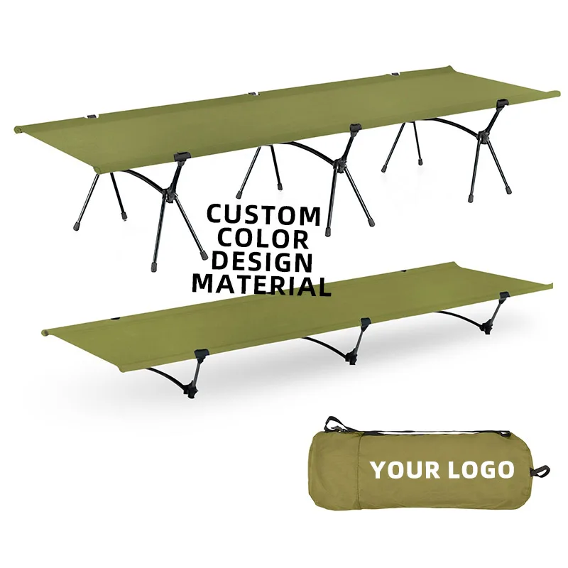 Custom Camping Folding Cot Sleeping Bed Adjustable Foldable Portable Single Outdoor Camping Bed