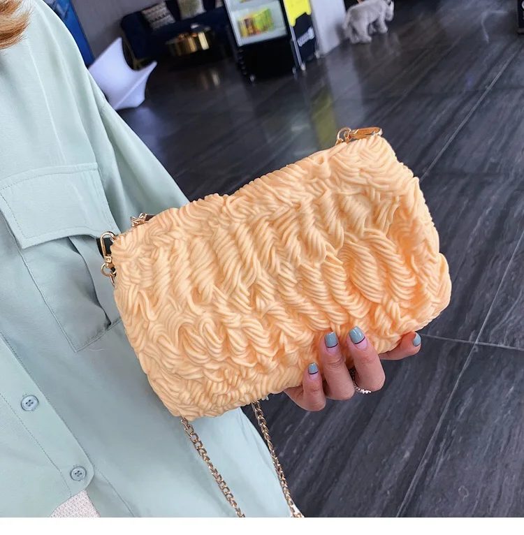 Creative Simulation Instant Noodle Shape Girls Rubber Purse Silicone School Handbag